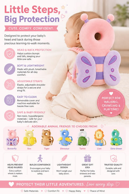 Baby Back Protector with Head Helmet | Soft Elephant Safety Set for Infants 6-18 Months