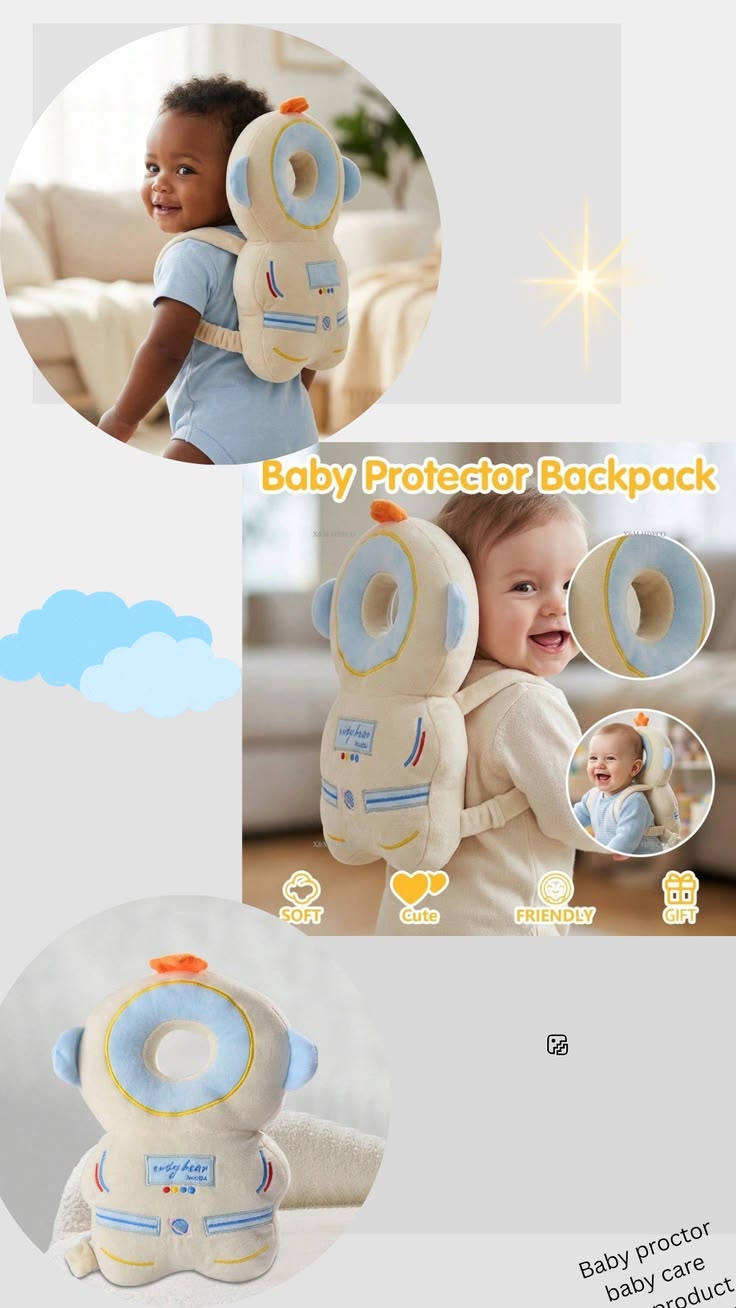 Baby Back Protector with Head Helmet | Soft Elephant Safety Set for Infants 6-18 Months
