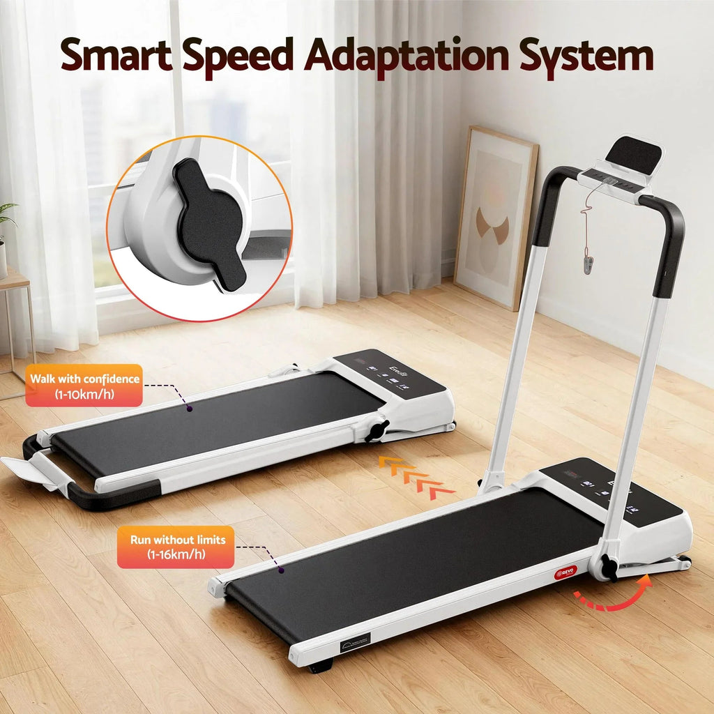 Everfit 3 in 1 Walking Pad Treadmill 20% Auto Incline Under Desk Foldable Treadmills for Home With 40cm Wide Belt White