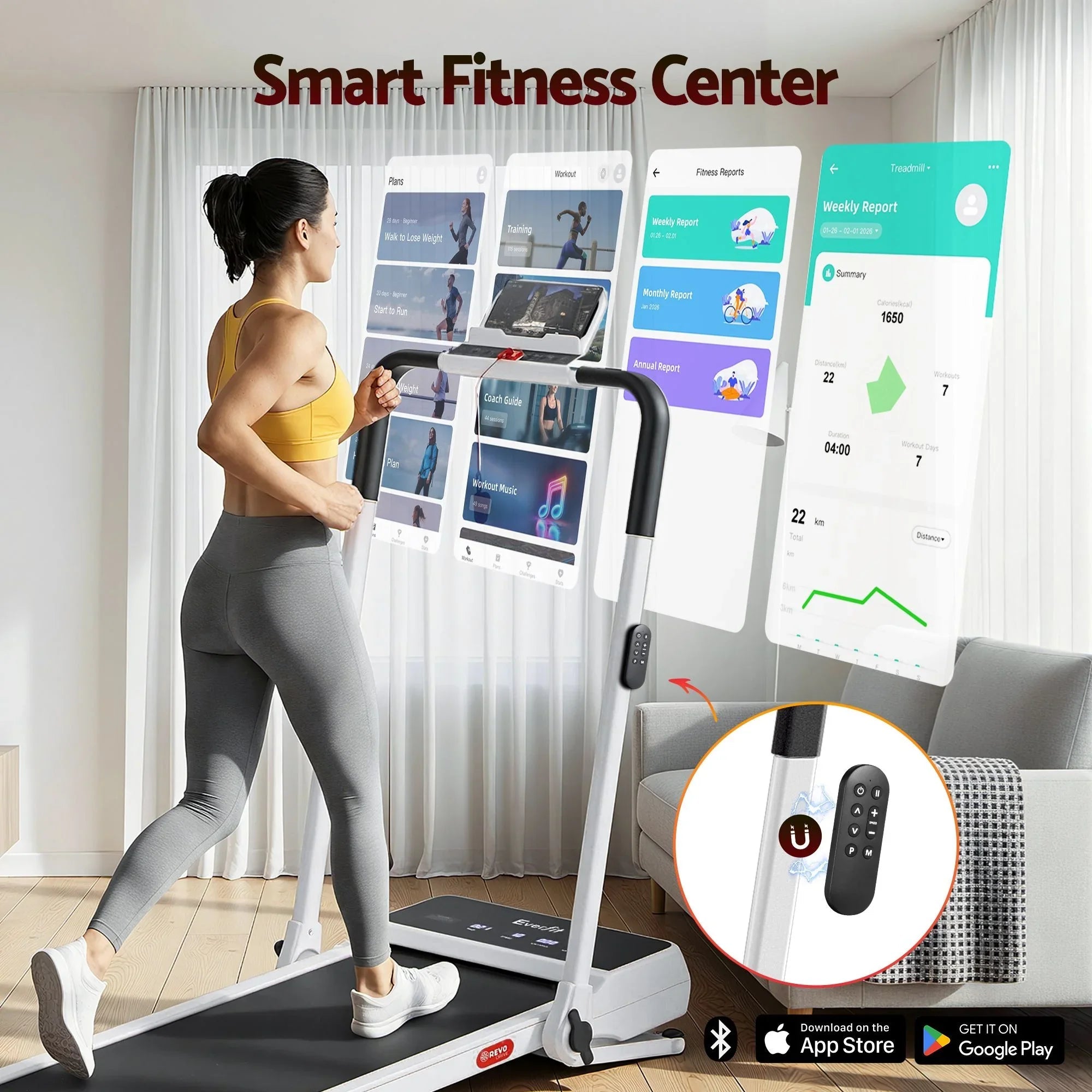 Everfit 3 in 1 Walking Pad Treadmill 20% Auto Incline Under Desk Foldable Treadmills for Home With 40cm Wide Belt White
